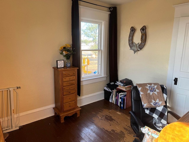 misc room with dark hardwood / wood-style flooring