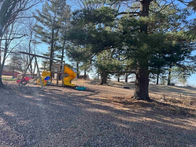 view of yard with a playground