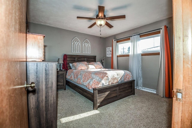 bedroom with carpet and ceiling fan