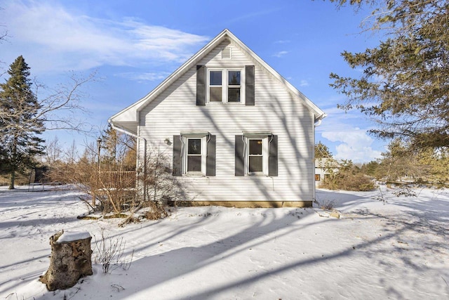 view of snow covered exterior