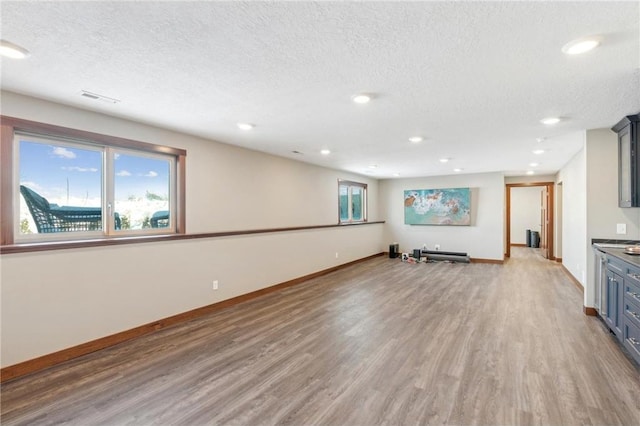 1787 Otter Way, New Richmond, WI 54017 - unfurnished living room with hardwood / wood-style flooring, a wealth of natural light, and a textured ceiling