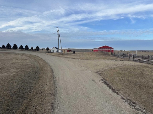 view of road with a rural view