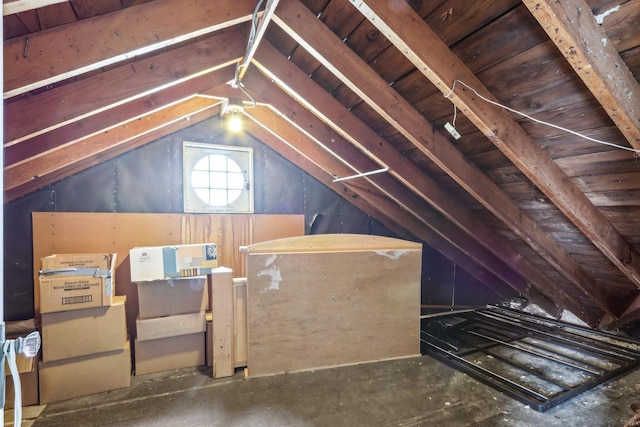 view of unfinished attic