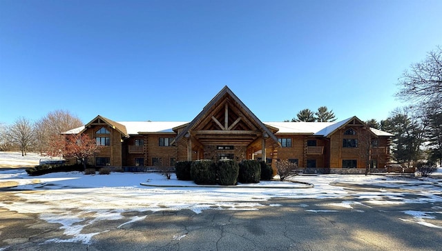 view of snow covered building