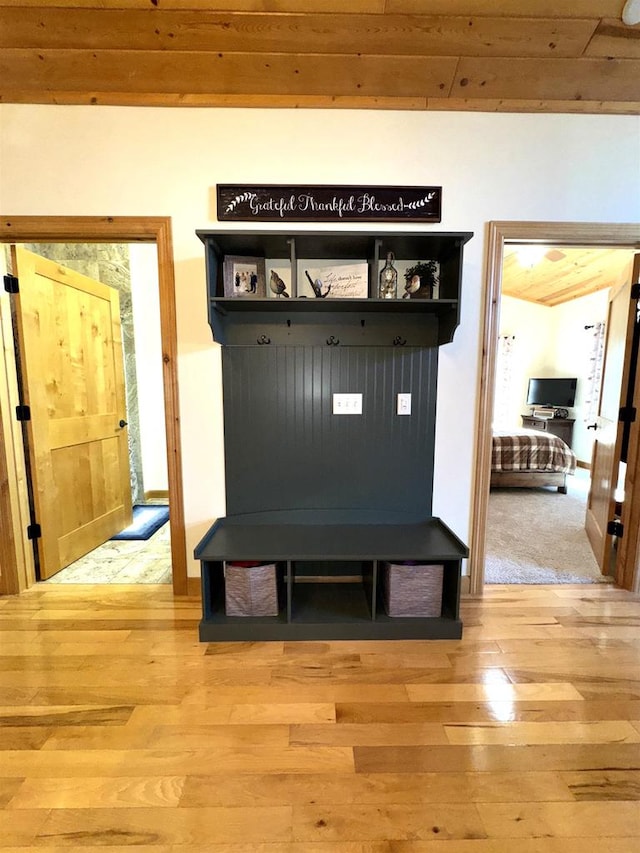 mudroom with wood-type flooring