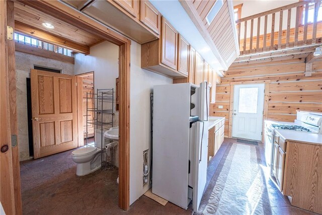 15035W Goss Rd, Hayward, WI 54843 - kitchen featuring light brown cabinets and white appliances