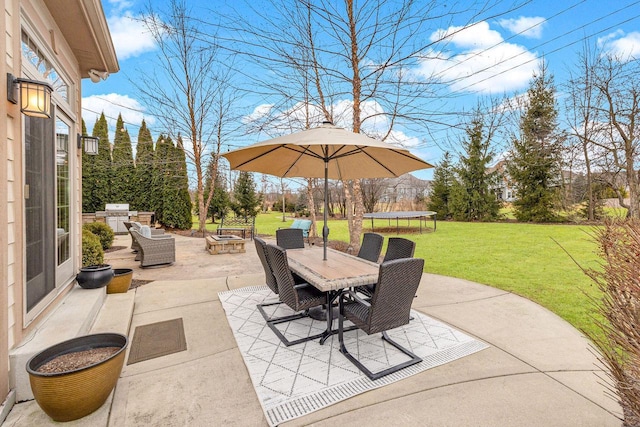 view of patio featuring a trampoline