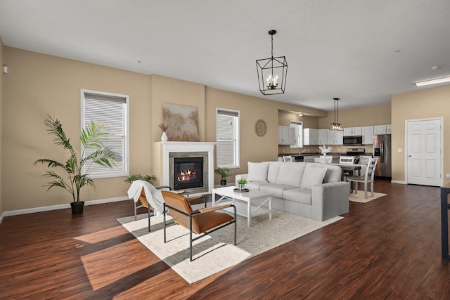 living room featuring dark hardwood / wood-style floors