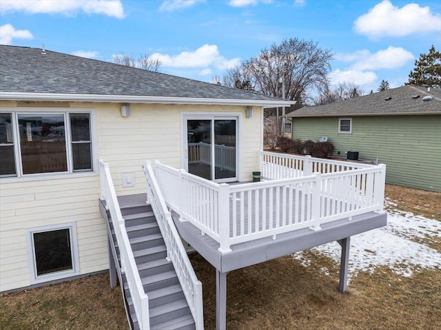 view of snow covered deck