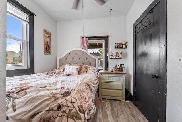 429 W Juneau St, Tomah, WI 54660 - bedroom with hardwood / wood-style flooring, ceiling fan, and a closet