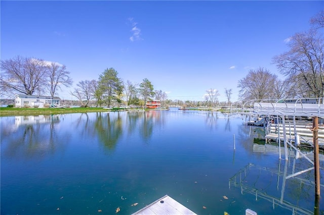 dock area featuring a water view