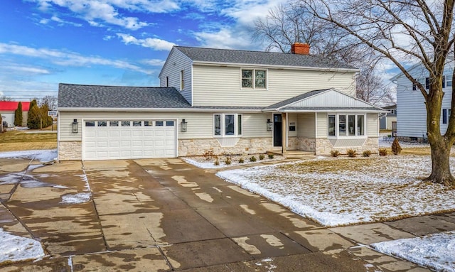 view of front property with a garage