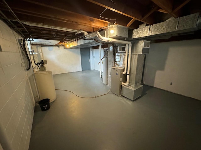 basement with water heater