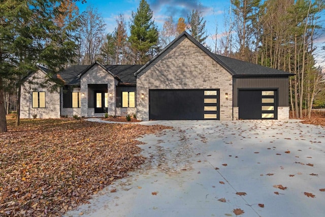 view of front of home with a garage