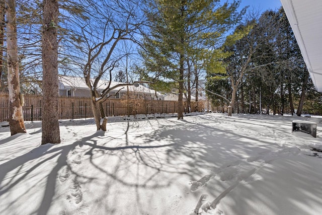 view of yard covered in snow