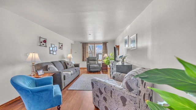 living room with light hardwood / wood-style flooring