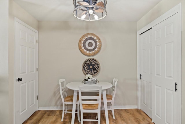 unfurnished dining area with light hardwood / wood-style flooring