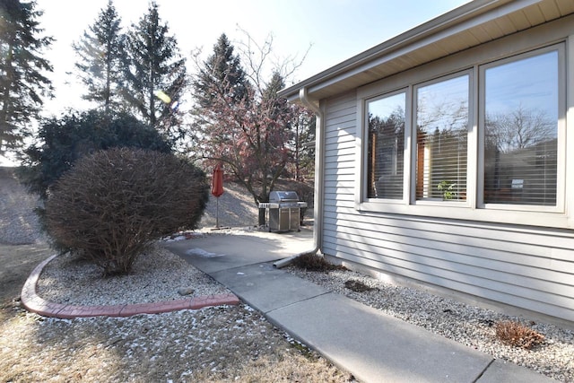 view of property exterior featuring a patio area