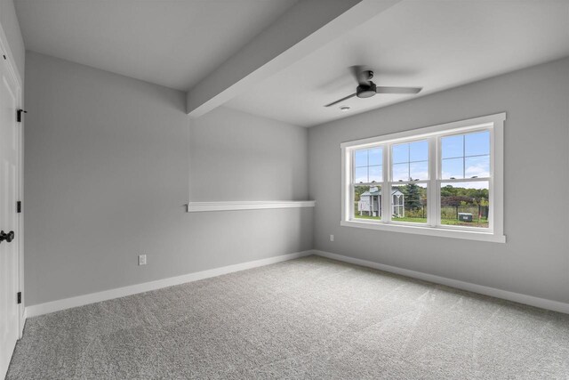 822 Westbridge Trl, Waunakee, WI 53597 - unfurnished room with carpet floors, beamed ceiling, and ceiling fan