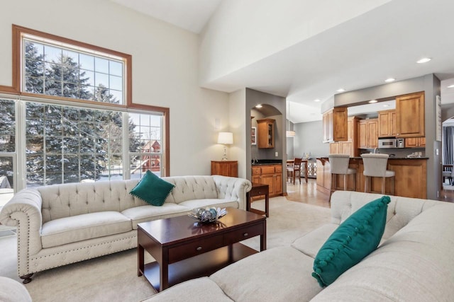 N33W29204 Millridge Rd, Pewaukee, WI 53072 - carpeted living room with a towering ceiling