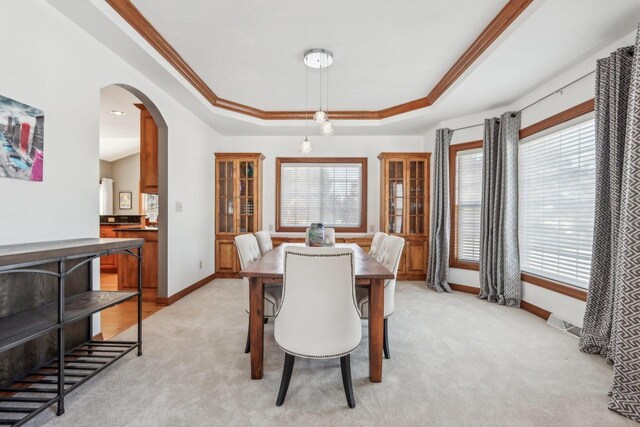 N33W29204 Millridge Rd, Pewaukee, WI 53072 - carpeted dining room with a tray ceiling and ornamental molding