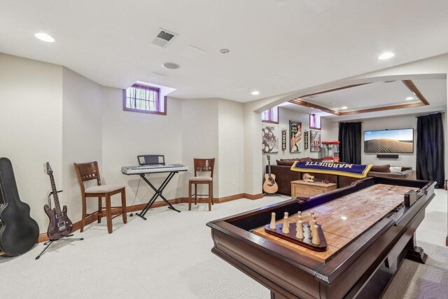 N33W29204 Millridge Rd, Pewaukee, WI 53072 - game room with a tray ceiling and light carpet