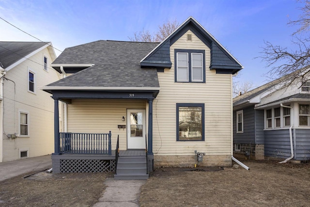 view of front of home featuring covered porch