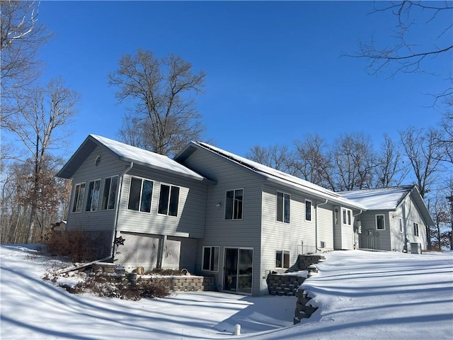 view of snow covered property