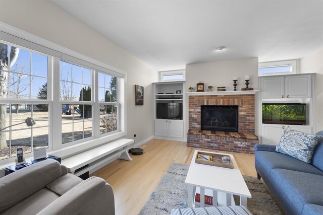 1809 Shady Point Dr, Verona, WI 53593 - living room featuring a fireplace and light hardwood / wood-style flooring