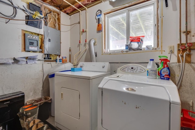 laundry room with independent washer and dryer and electric panel