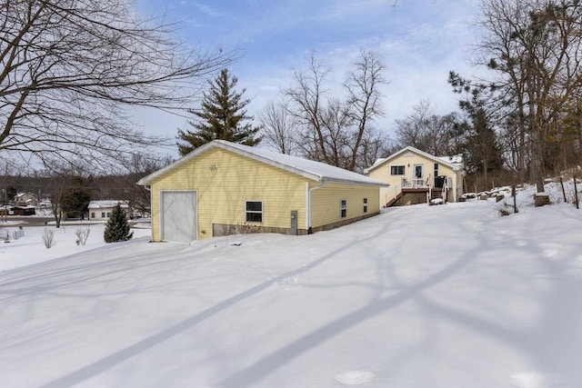 view of snow covered exterior