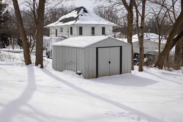 view of snow covered structure