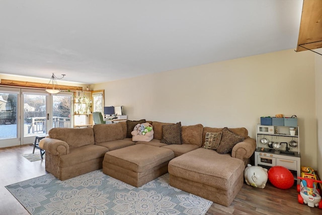 living room featuring light hardwood / wood-style flooring