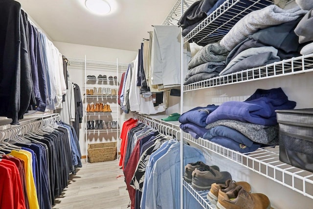 walk in closet featuring wood finished floors