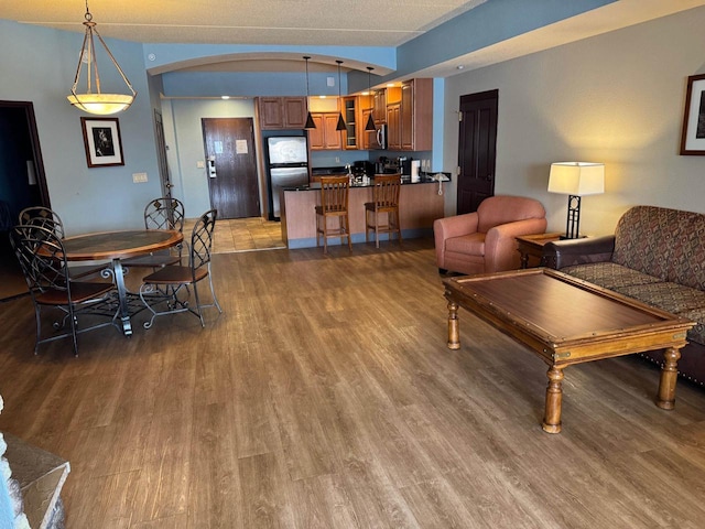 living room with hardwood / wood-style floors