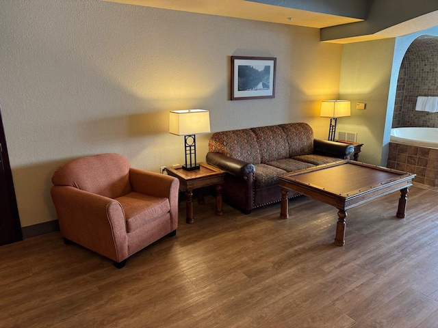 living room with hardwood / wood-style floors