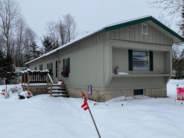 view of snow covered exterior