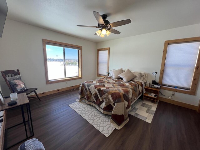 N8551 Lake Cabin Dr, New Lisbon, WI 53950 - bedroom with dark hardwood / wood-style flooring and ceiling fan