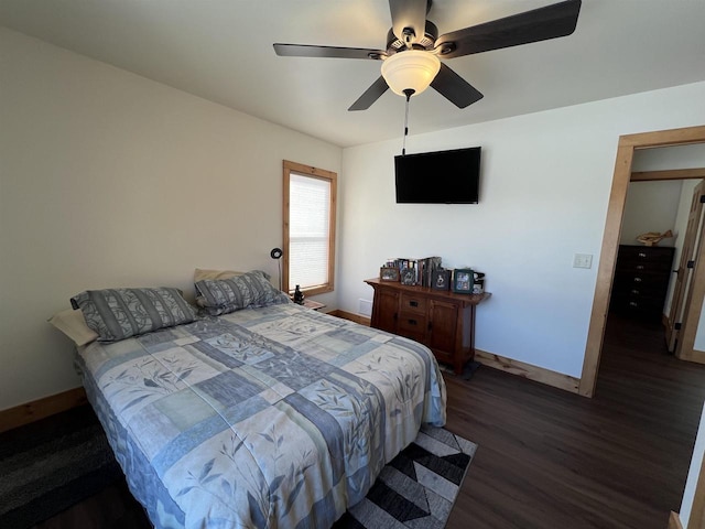 N8551 Lake Cabin Dr, New Lisbon, WI 53950 - bedroom featuring dark hardwood / wood-style flooring and ceiling fan