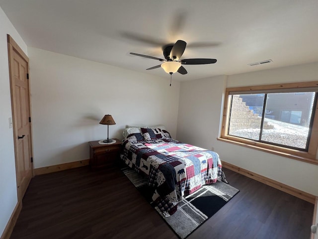 N8551 Lake Cabin Dr, New Lisbon, WI 53950 - bedroom featuring dark wood-type flooring and ceiling fan
