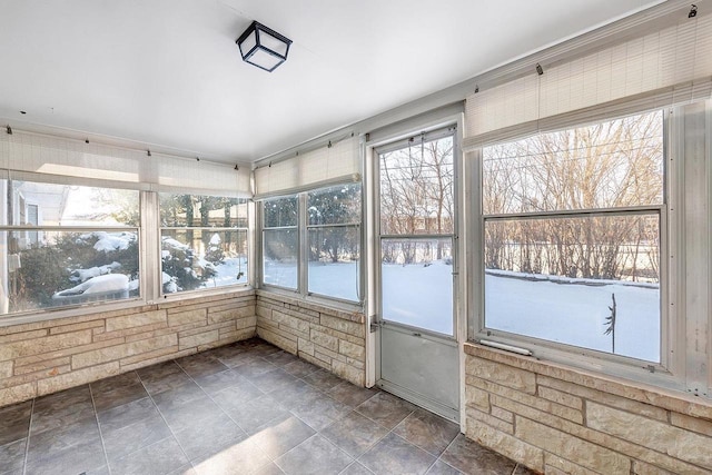 view of unfurnished sunroom