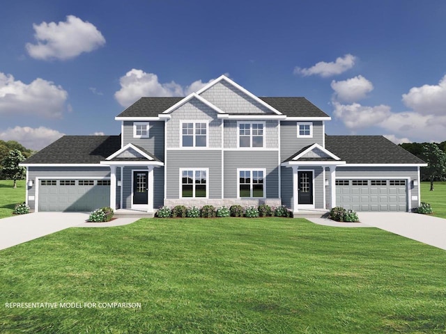 6542 Prairie Wood Dr, Mcfarland, WI 53558 - view of front facade with driveway, a front yard, and an attached garage