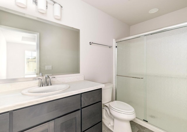 6542 Prairie Wood Dr, Mcfarland, WI 53558 - bathroom with toilet, a shower with door, and vanity