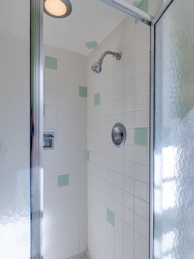 bathroom with a shower stall