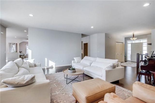 living room featuring wood-type flooring