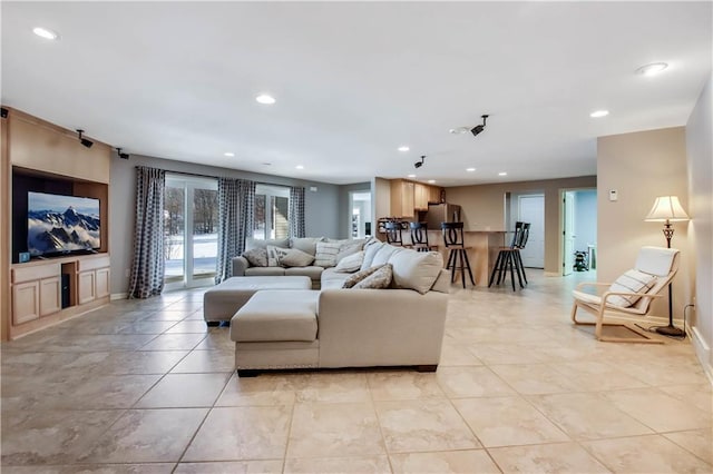 view of tiled living room