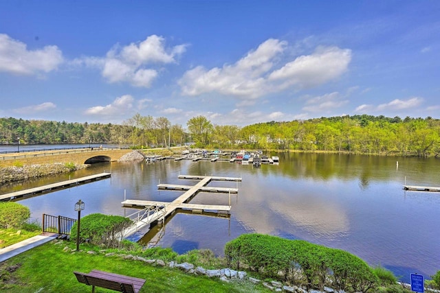 view of dock featuring a water view