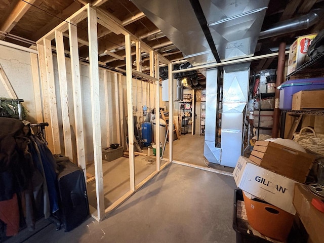 basement with heating unit