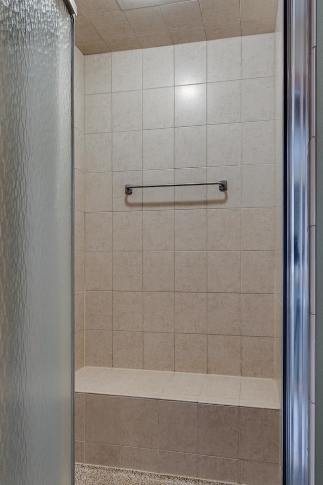 bathroom with a shower stall