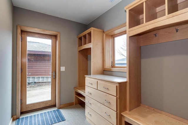 mudroom with baseboards